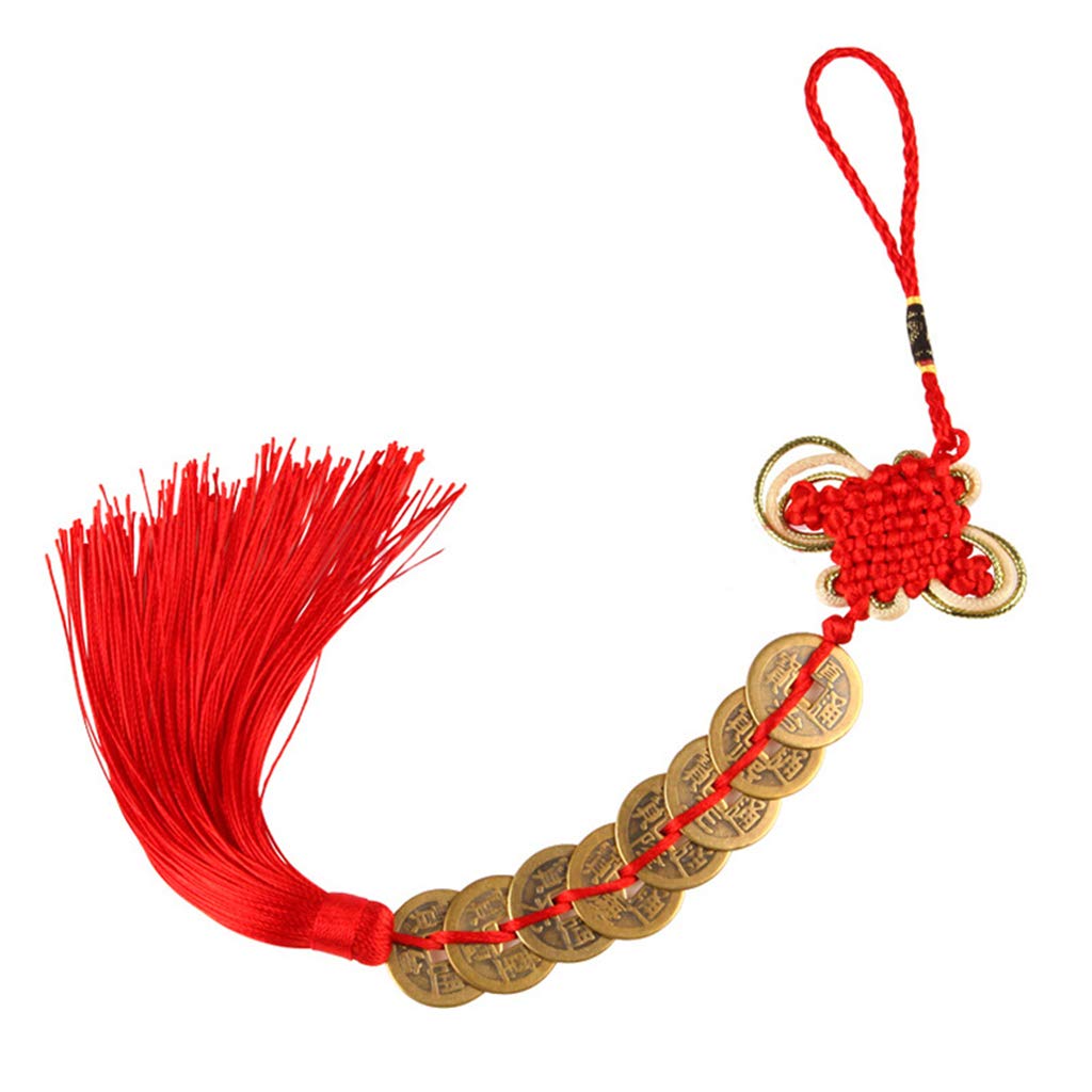 Ycncixwd Chinese Knot Feng Shui Lucky Wealth 3/6/8/9/10 Coins For Home Car Hanging Tassel