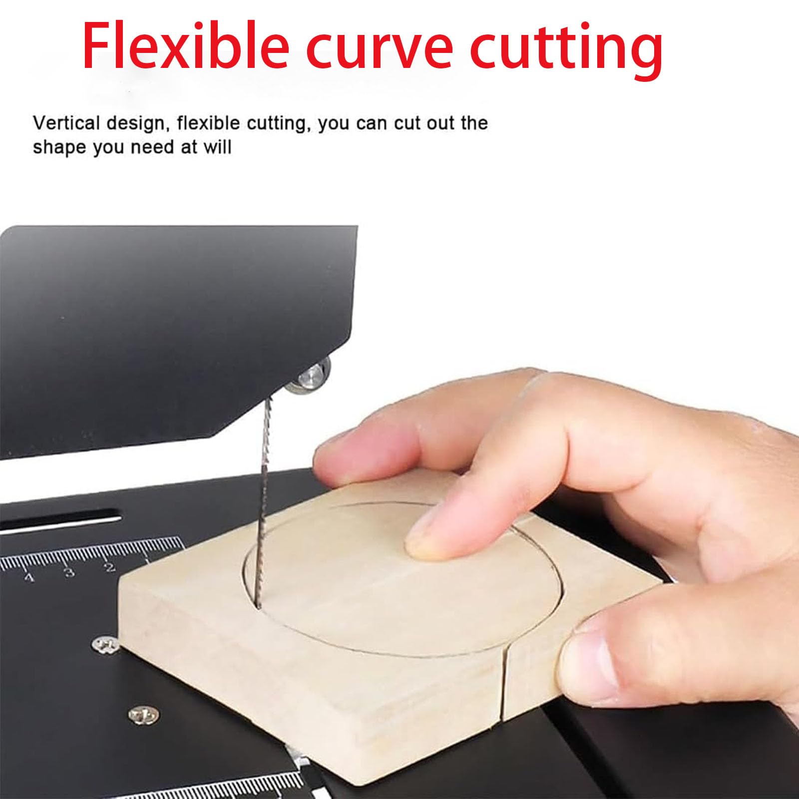 Sierra de cinta profesional de mesa con motor de cobre resistente, profundidad de corte de 70 mm, bisel ajustable y base de metal estable para carpintería de precisión