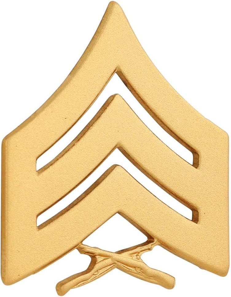 Marine Corps Chevron Satin Gold SGT Sergeant E5 Pair