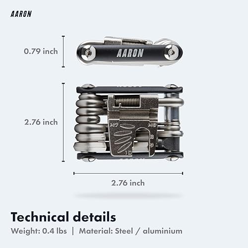 Miniatura 5 de AARON Herramienta Multiherramienta 20 en 1 - Herramienta multifunción para bicicleta hecha de acero inoxidablealuminio - Mini herramienta plegable