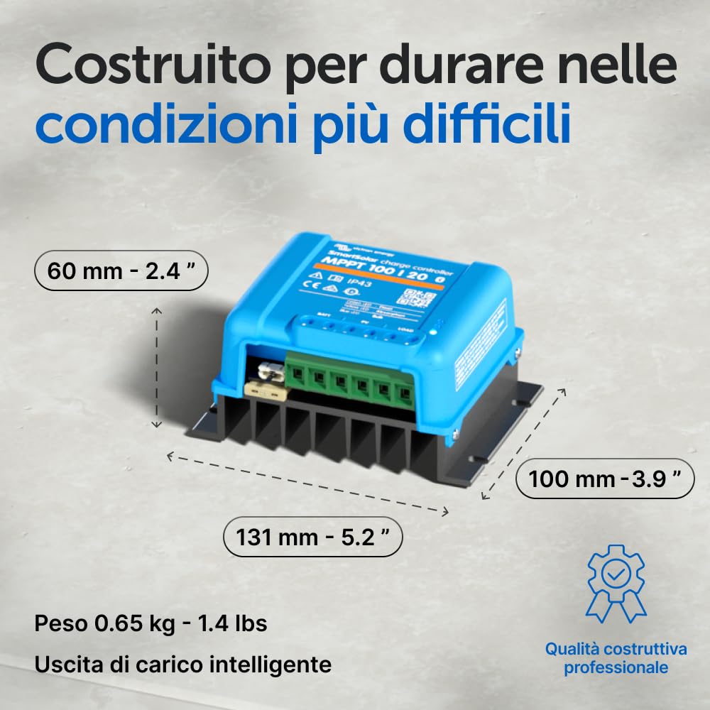 Victron Energy SmartSolar MPPT Regolatore di Carica Solare 100V 20A 12/24/48V Bluetooth