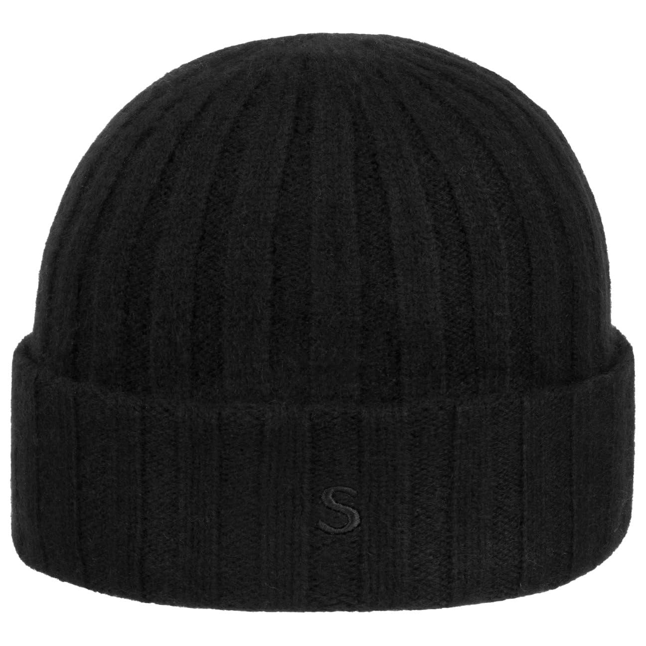 Stetson Women's Black Surth Beanie Rib Knit Cashmere Winter Hat 100% Cashmere Unisex Autumn Winter One Size
