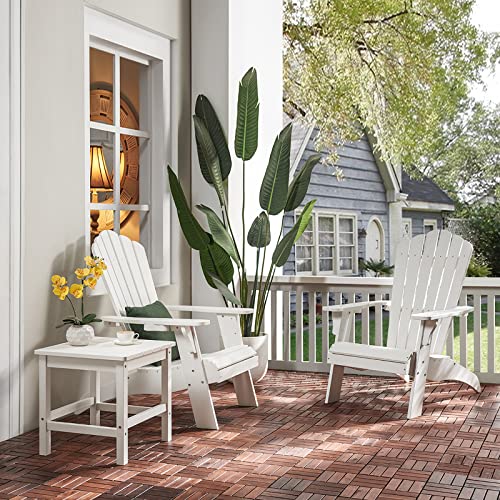 Psilvam Adirondack Chair, Oversized Poly Lumber Fire Pit Chair With Cup Holder, 350Lbs Support Patio Chairs For Garden, Weather Resistant Adirondack Chair Looks Like Real Wood (1, White) #TOP1