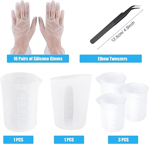 Miniatura 6 de Woohome Kit de herramientas de 58 tazas medidoras de resina, kit de herramientas de resina epoxi incluye 3 estilos de taza de medición de silicona,