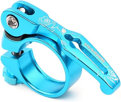 Bike Seat Post Clamp Aluminium Alloy Quick Release Bicycle Seat Clamp 31.8/34.9MM Blue, 31.8mm