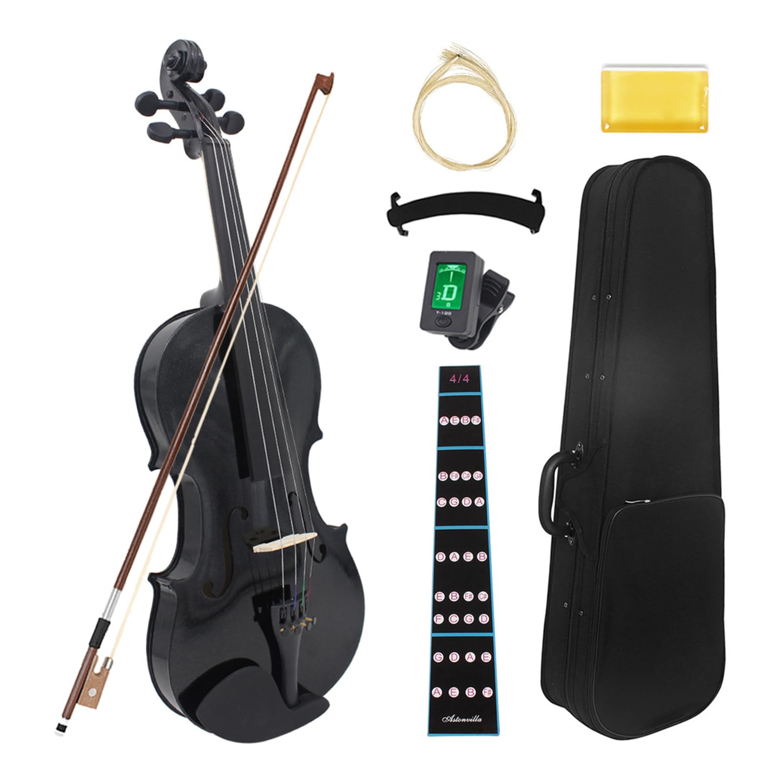 Violín profesional de tamaño completo 4/4, práctico instrumento musical con textura de madera pequeña, práctica familiar