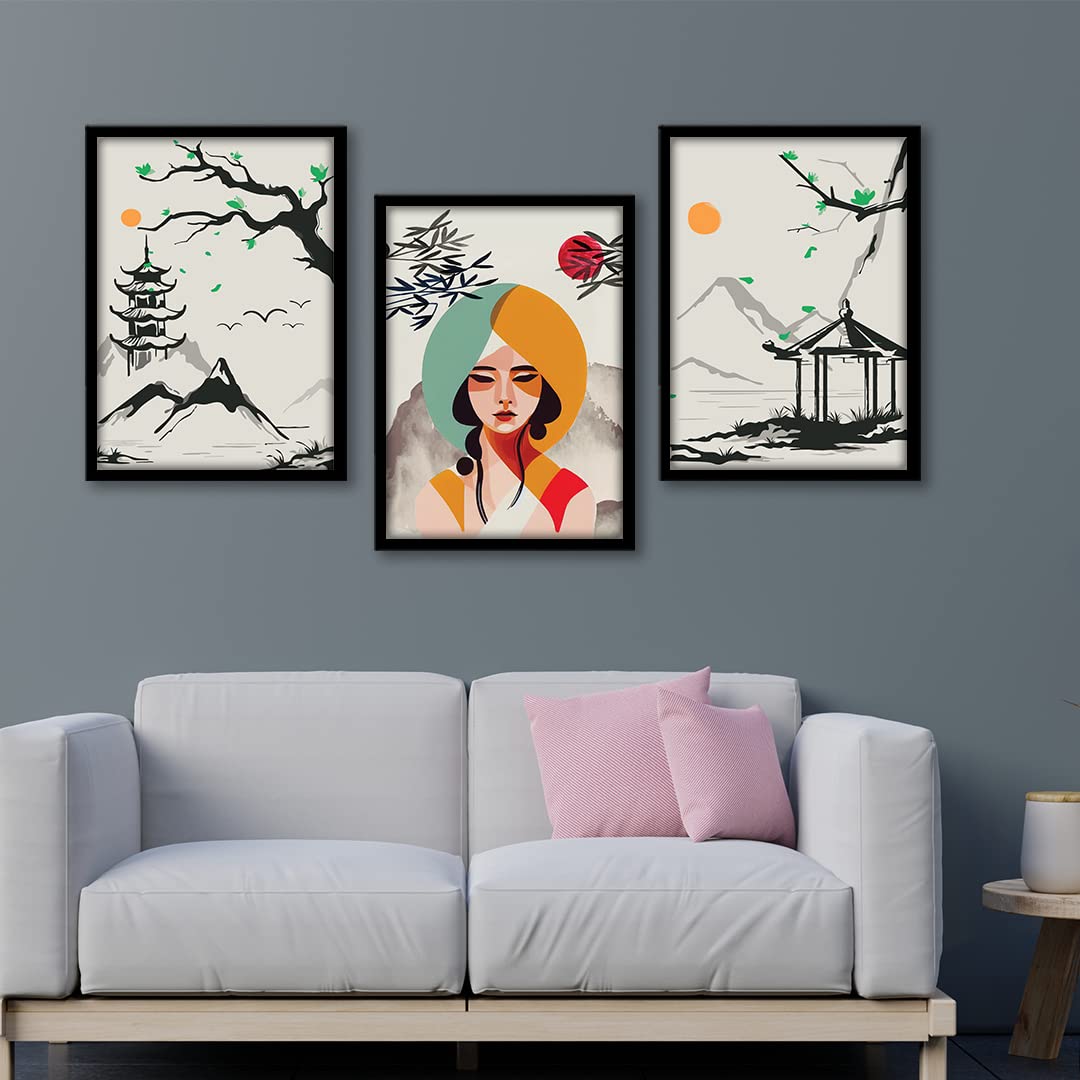 NoWorries Japanese wall art painting with frame for home