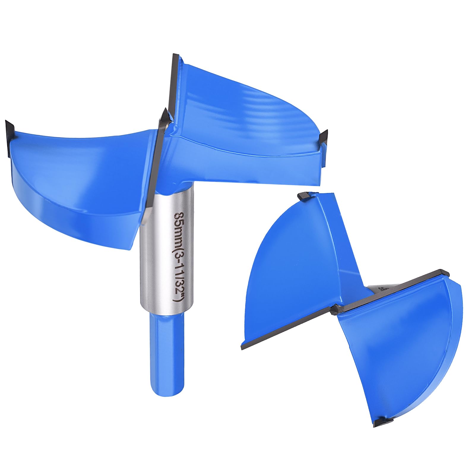 DTGN 85mm Forstner Drill Bit 3-11/32" - 1Pack - Good for Wood Plastic Plywood - 2 Flutes Tungsten Carbide Woodworking Hole Saw Cutter with Hex Shank - Blue