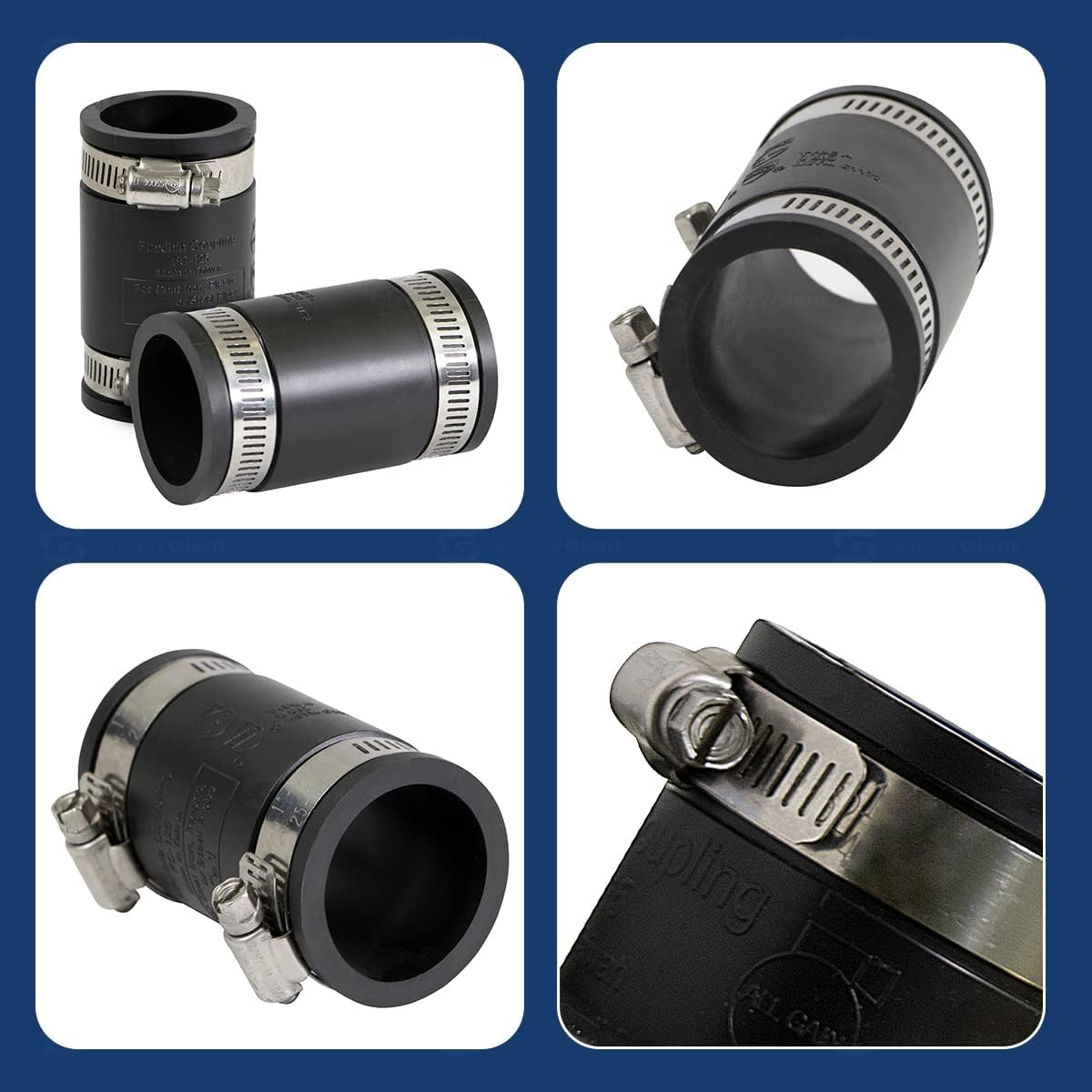 Supply Giant 1 inch Flexible coupling, Black, 10 Pack