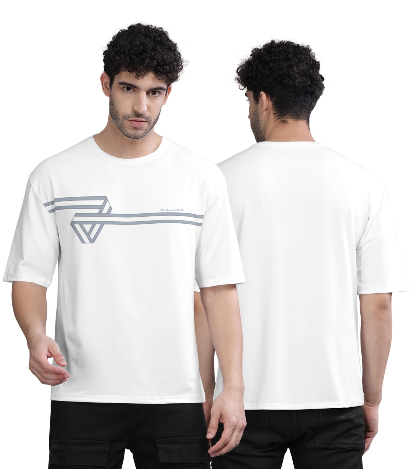 BULLMER Trendy Front Printed oversized Round Neck T-shirt for men - Melange/Medium (B0CC366FF8) Amazon Price History, Amazon Price Tracker