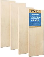 Vista 1 de Falling in Art Kit de paneles de madera de abedul sin terminar para pintura, lienzo de madera, paquete de 4 unidades de 4 x 12 pulgadas de estudio