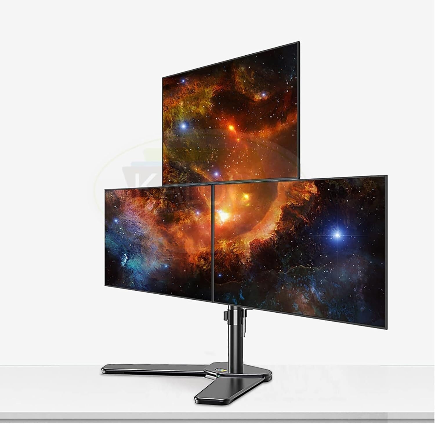 SGKOMN Monitor Arms Three Screen Desktop TV Stand, Three-axis Rotating System Desktop TV Base Suitable for 17-27 Inch TVs