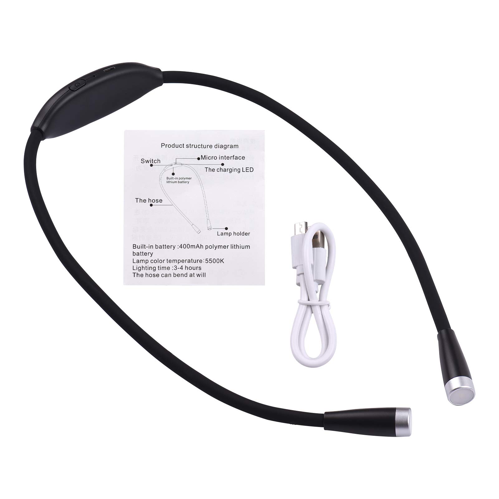 Eujgoov Neck Book Light, 5500K LED Light ABS + Silicone Hug Light for Jogging Reading Knitting