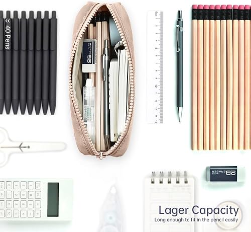 Miniatura 3 de Estuche para lápices de gran capacidad, bolsa de color puro para bolígrafos con cremallera, bolsa de almacenamiento estacionaria para oficiales