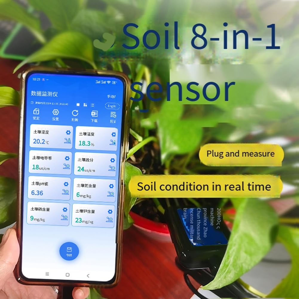 Sensor de Suelo Aislado 8 en 1: Temperatura, Humedad, Nitrógeno, Fósforo, Potasio, PH y Sal. Detector RS485.