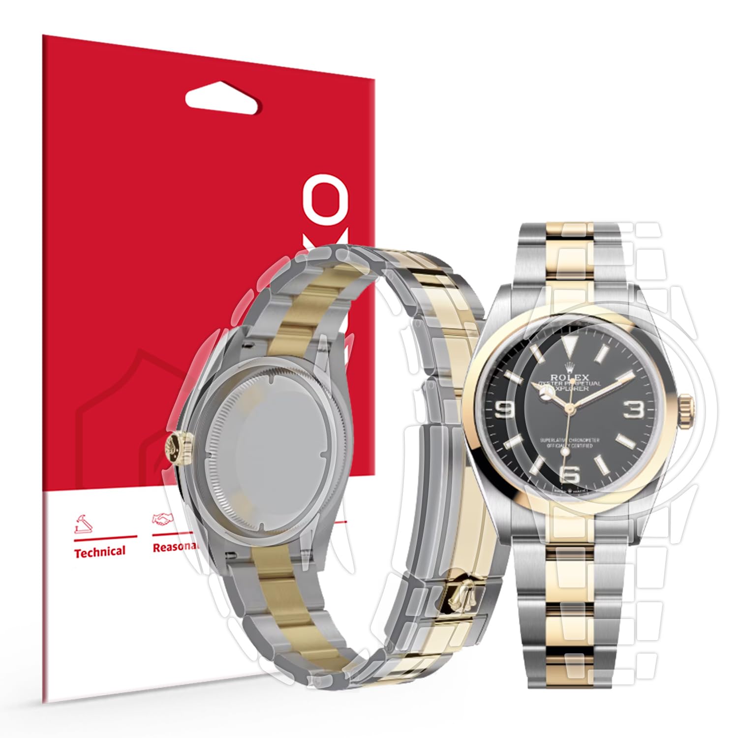 skoko [1Set Full Package Pellicola Protettiva Corpo Compatibile con Rolex Explorer 36mm Ref. 124270 124273, Pelle Chiara Lucida, Copertura Completa, Anti Scartch, Pezzi extra per aree difficili