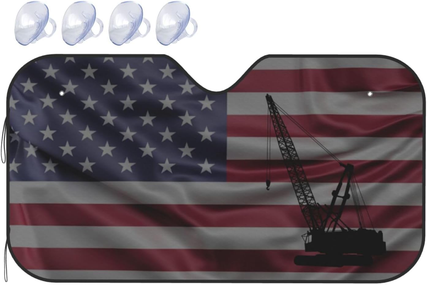 Crane Operator America Flag Foldable Car Windshield Sunshade Blocks Heat and Sun Glare Uv Rays