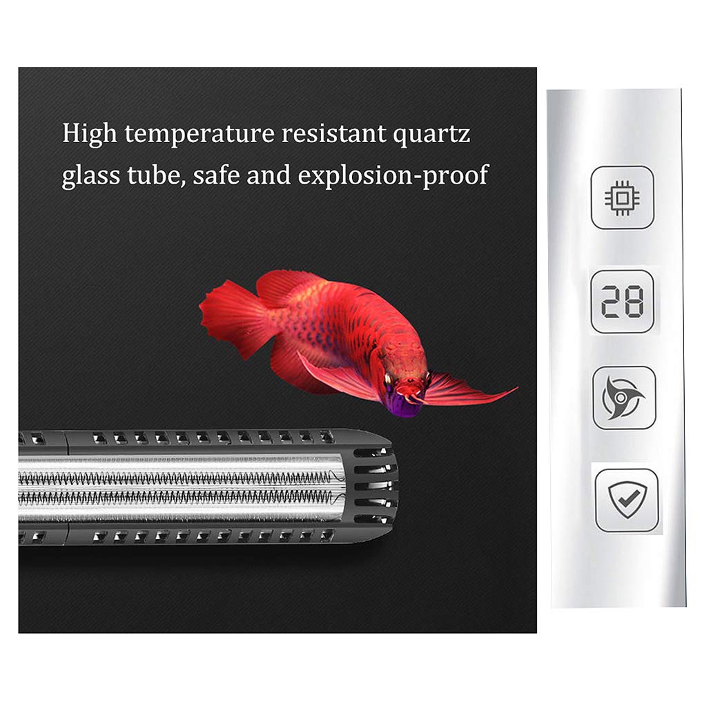 Réchauffeur Submersible pour Aquarium, réchauffeur de réservoir de Poissons d'aquarium, Tube en Verre de Quartz fabriqué, température constante Automatique (50-500 Watt)