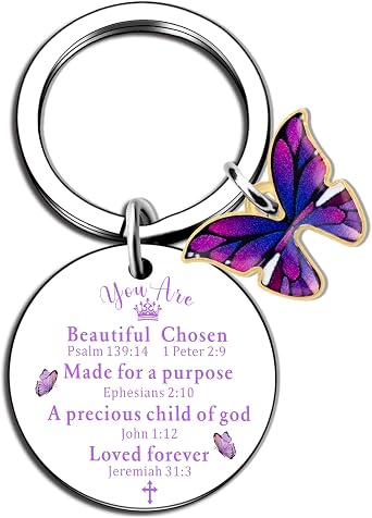 OEHEDOU Purple Gifts Butterfly Gifts For Women Bible Verse Keychain Gifts Christian Gifts For Women Religious Gift For Women Inspirational Item Purple Keychains Inspirational Gift For Women