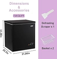 Vista 25 de Krib Bling - Congelador compacto de 7.0 pies cúbicos con cesta extraíble, congelador independiente con puerta superior abierta con ajuste