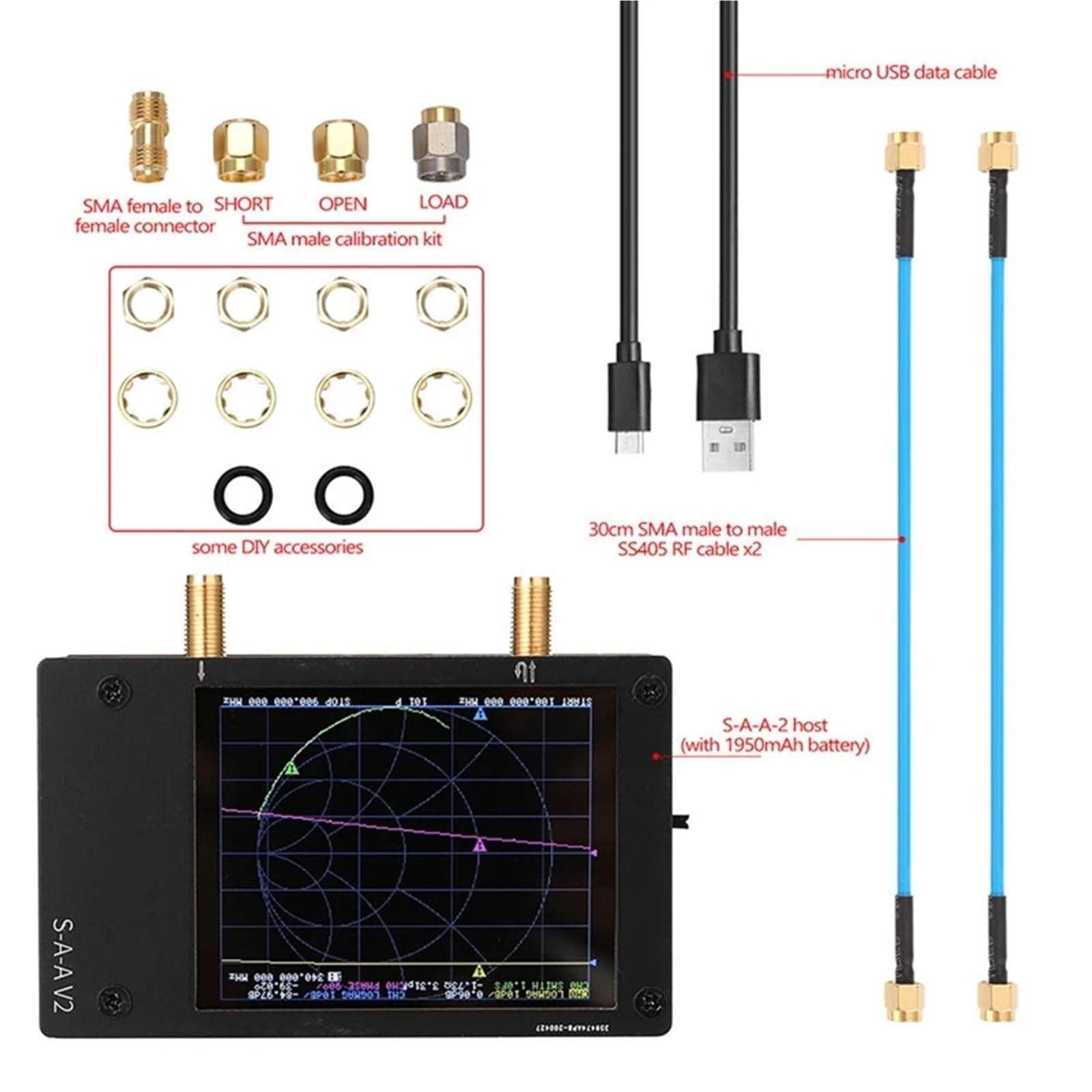 Analizadores de Espectro, Analizador de red vectorial Nanovna SAA V2 2,8 pulgadas con antena 50 kHz a 3 GHz