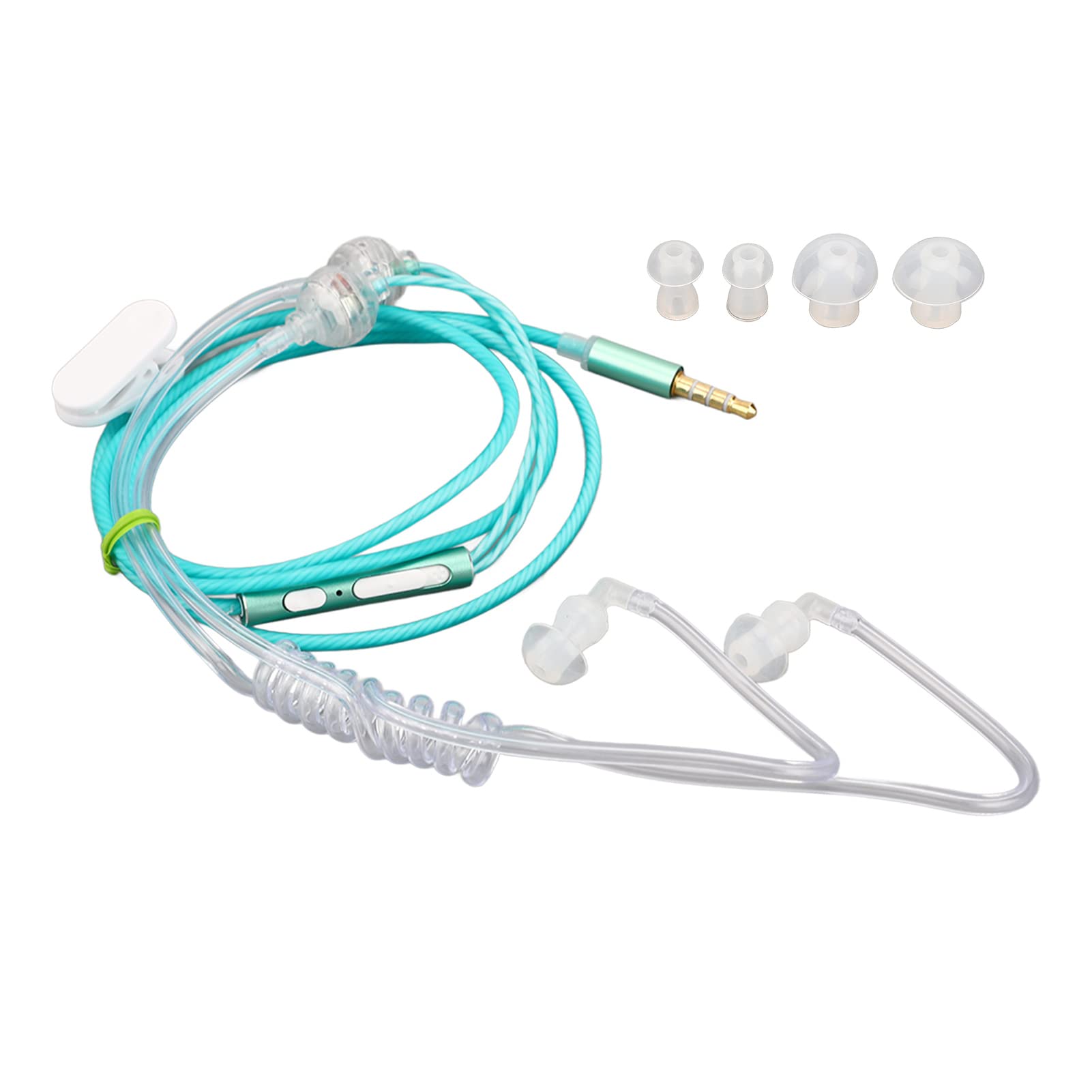 Cuffie Air Tube, Auricolari Bilaterali Air Tube Universali da 3,5 Mm, Cuffie Anti Radiazioni con Cancellazione del Rumore e Suono Premium, per Tablet Laptop Cellulari (Verde)