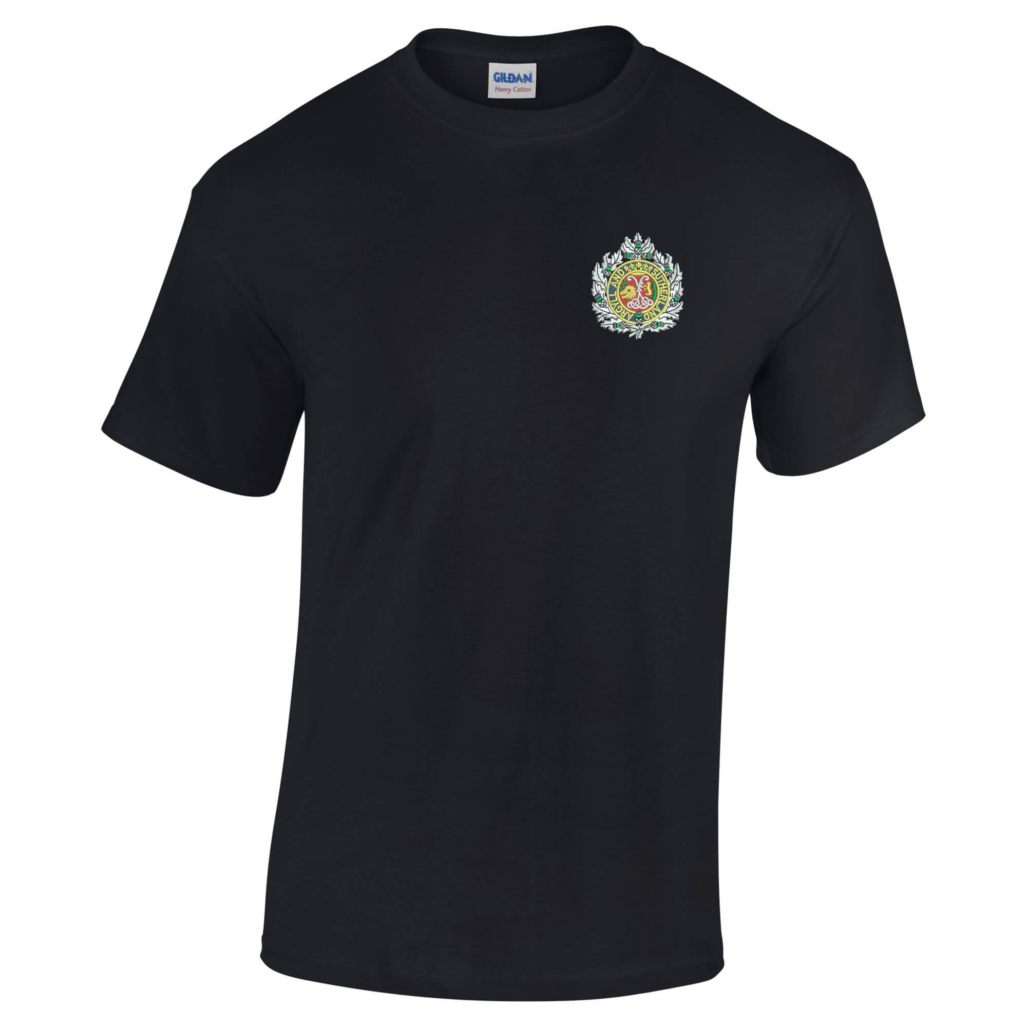 Pineapple Joe's Men's Black Argyll And Sutherland Embroidered T-Shirt - Medium