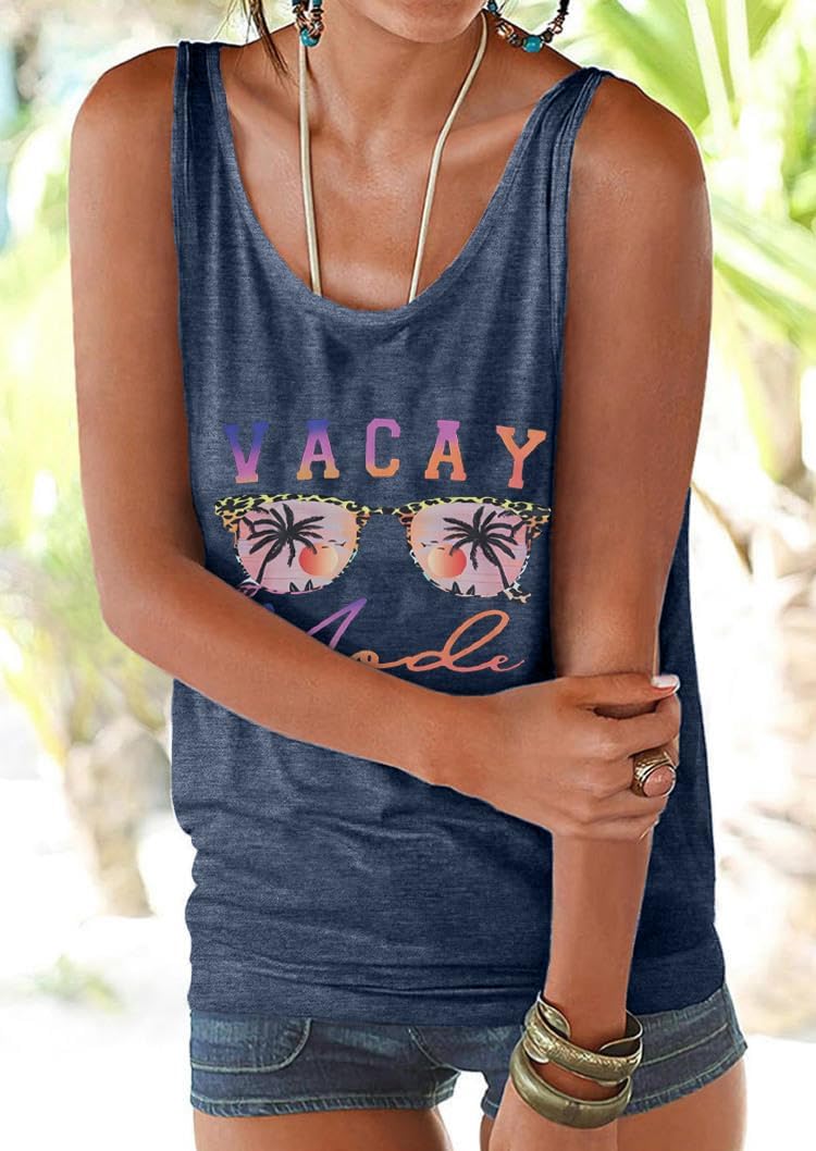 Vacay Mode Tank Top Women Summer Beach Tanks Hawaii Vacation Shirt Loose Sleeveless Casual Tee Top - Image 4