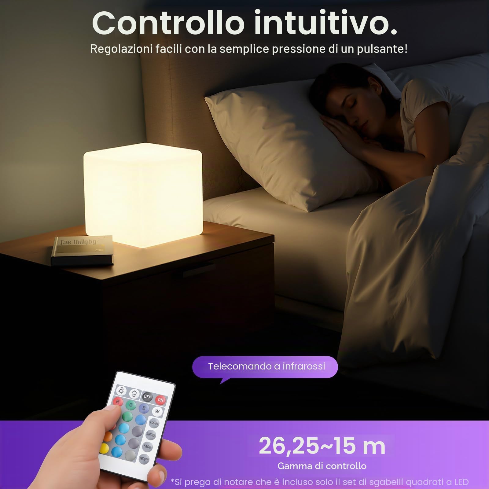 MINRS LED Leuchtwürfel Outdoor, Leuchtwürfel Hocker Sitzwürfel con telecomando, Illuminazione da giardino all'aperto Leuchtwürfel come seduta con sette colori e luminosità per casa e esterni