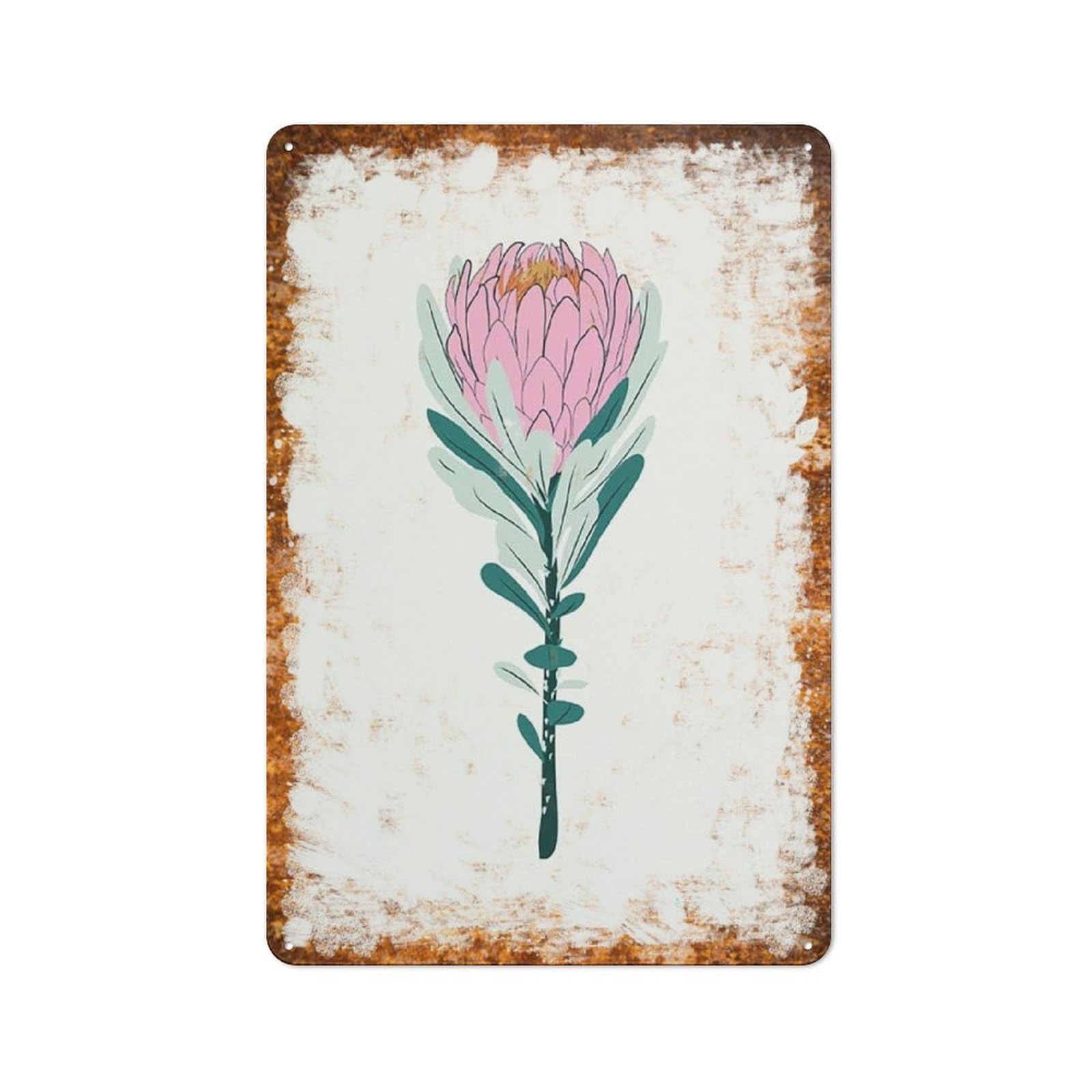 Metal Tin Sign Protea Minimalist Watercolor Pattern Vintage Rustic Wall Art Kitchen Bathroom Bedroom Living Room Cafe Farmhouse Entryway Office Garage Home Bar Laundry Room Porch Patio 12x16 Inch