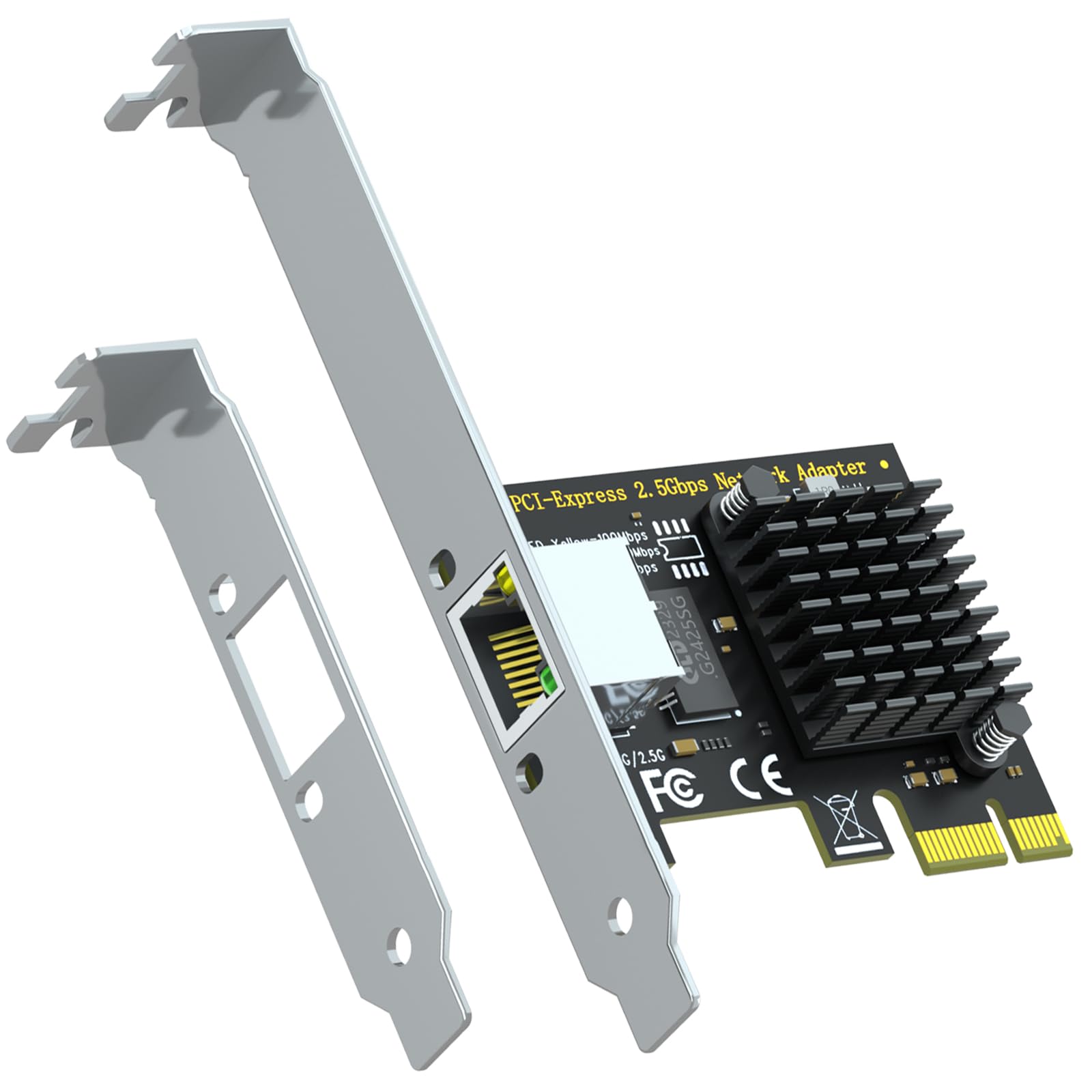 GLOTRENDS LE8105 Tarjeta de Red de 2,5 GB con Controlador Realtek RTL8125BG para PC de sobremesa/Servidor, Puerto RJ45, velocidades 2500/1000/100 Mbps