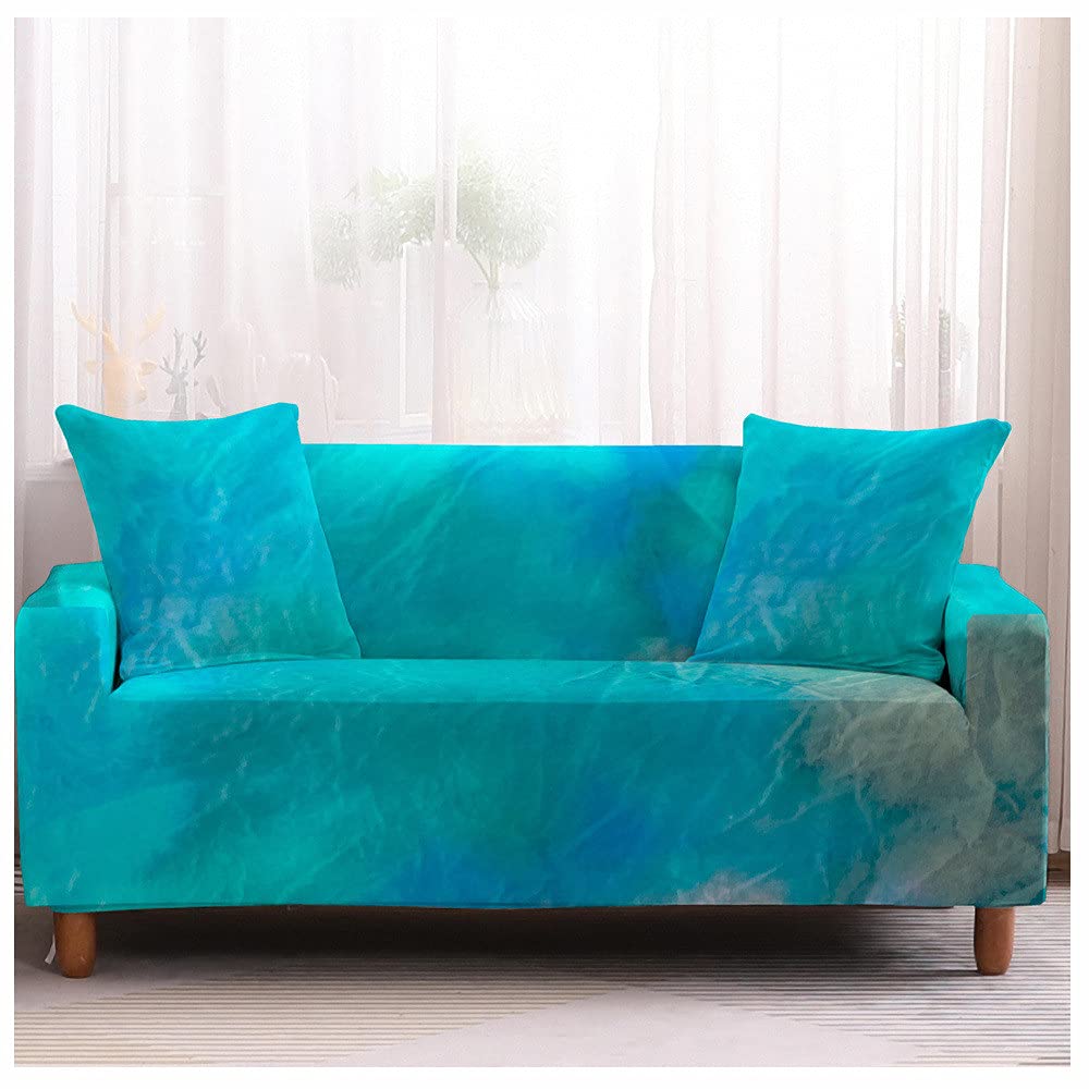 Housse de canapé extensible bleu ciel universelle pour fauteuil et causeuse