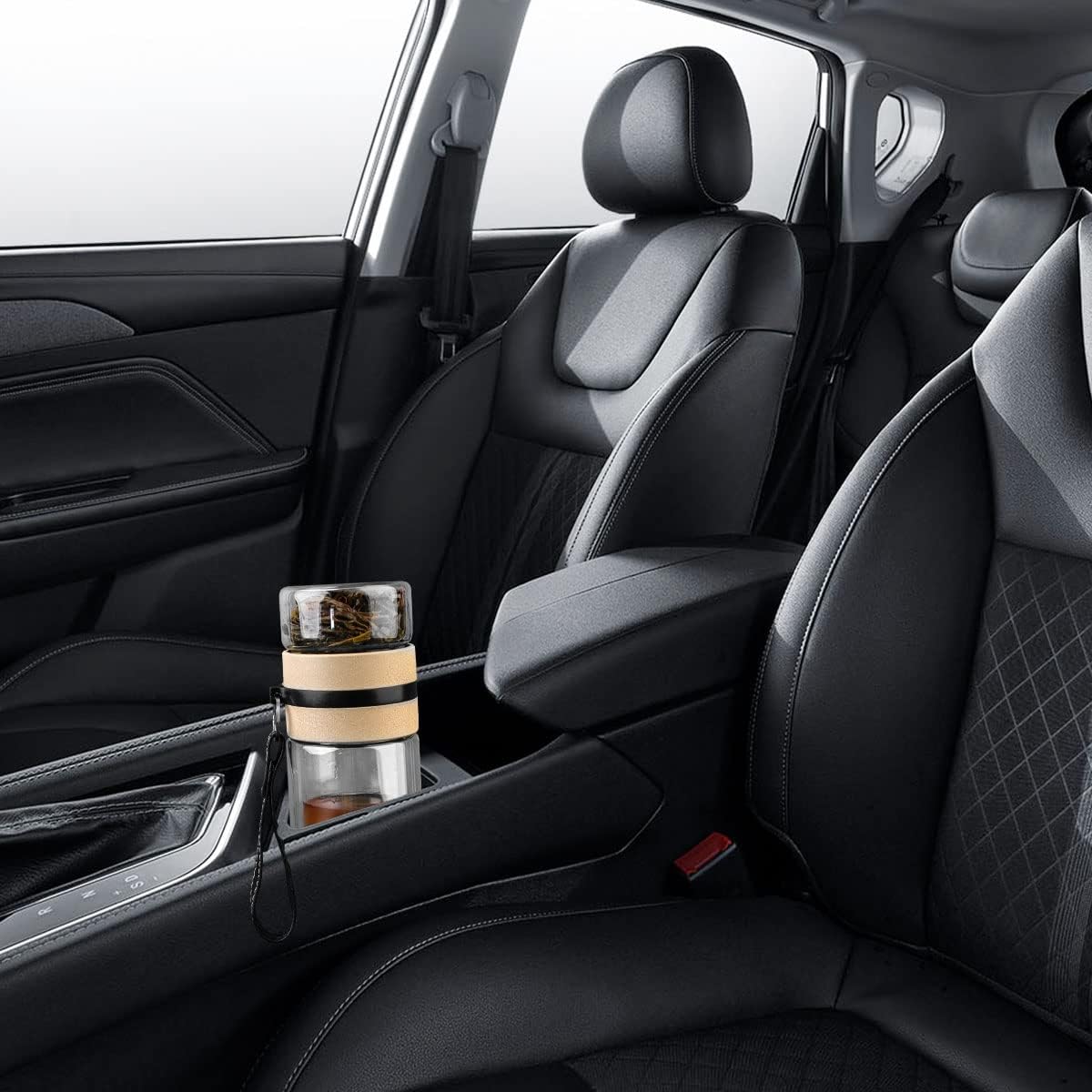 Tea Infuser Bottle - Double Wall Borosilicate Glass Tea Mug with Stainless Steel Filter - Tea Tumbler with Tea Diffuser - Portable Travel Tea Mug (Transparent) - Image 7