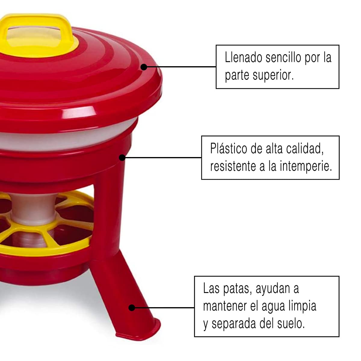 FINCA CASAREJO Tolva Gallinas SILO Premium 20Litros - Comedero con Patas para Gallinas y Otras Aves de Corral - Tolva Fabricada en plástico Resistente