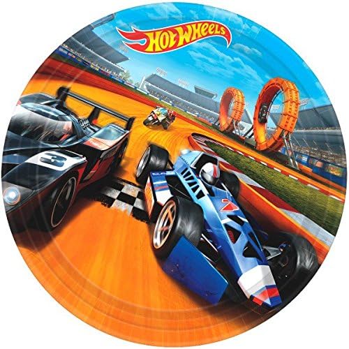 Amscan Hot Wheels Wild Racer Round Paper Plates - 9' | Multicolor | Pack of 8