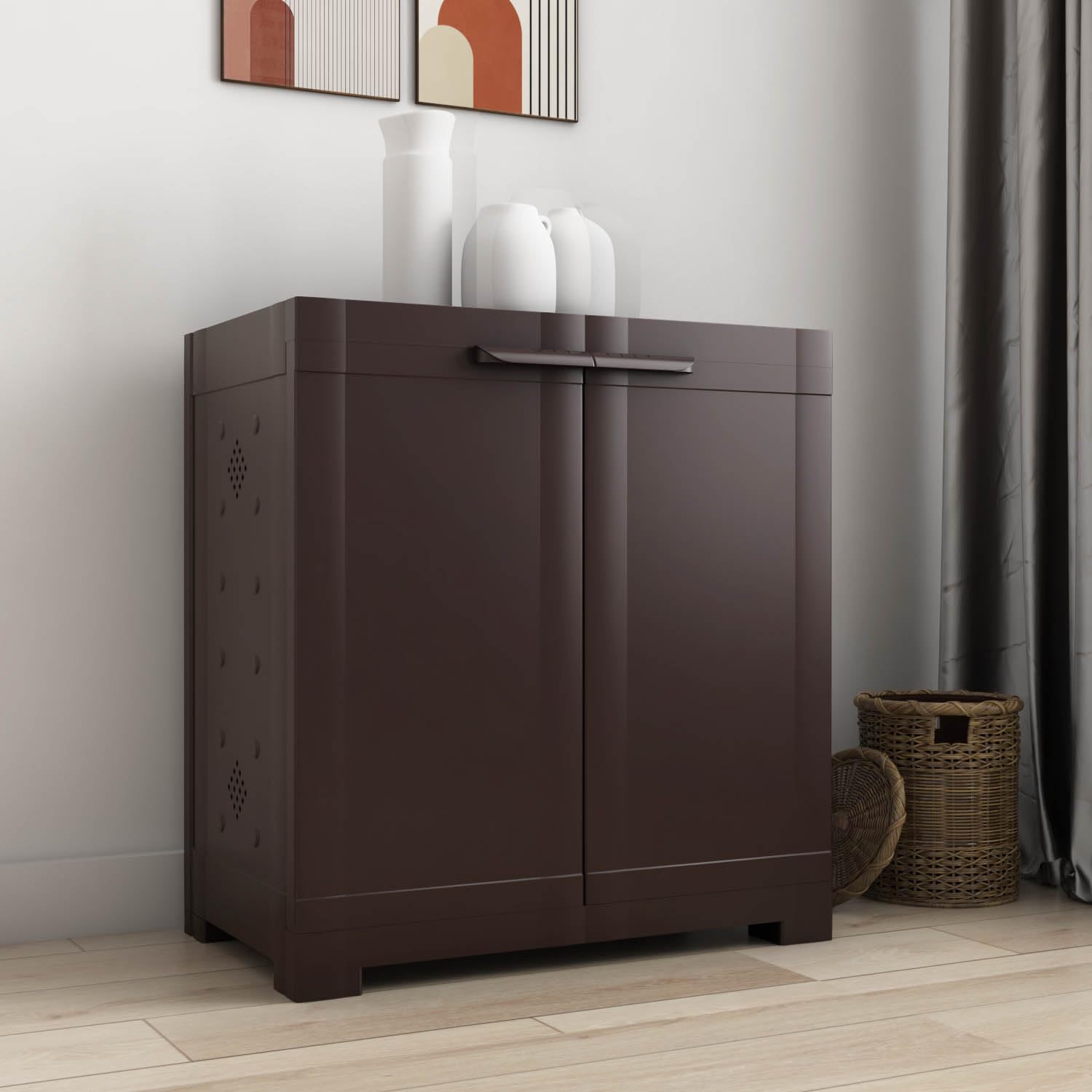 Nilkamal Freedom Mini 09 (FMSC09) Shoe Rack Plastic Cabinet 3-Year Warranty with Dustproof Door – Shoe Rack for Home, Chappal Stand for Home Indoor & Outdoor, Shoes Rack Plastic with Door.