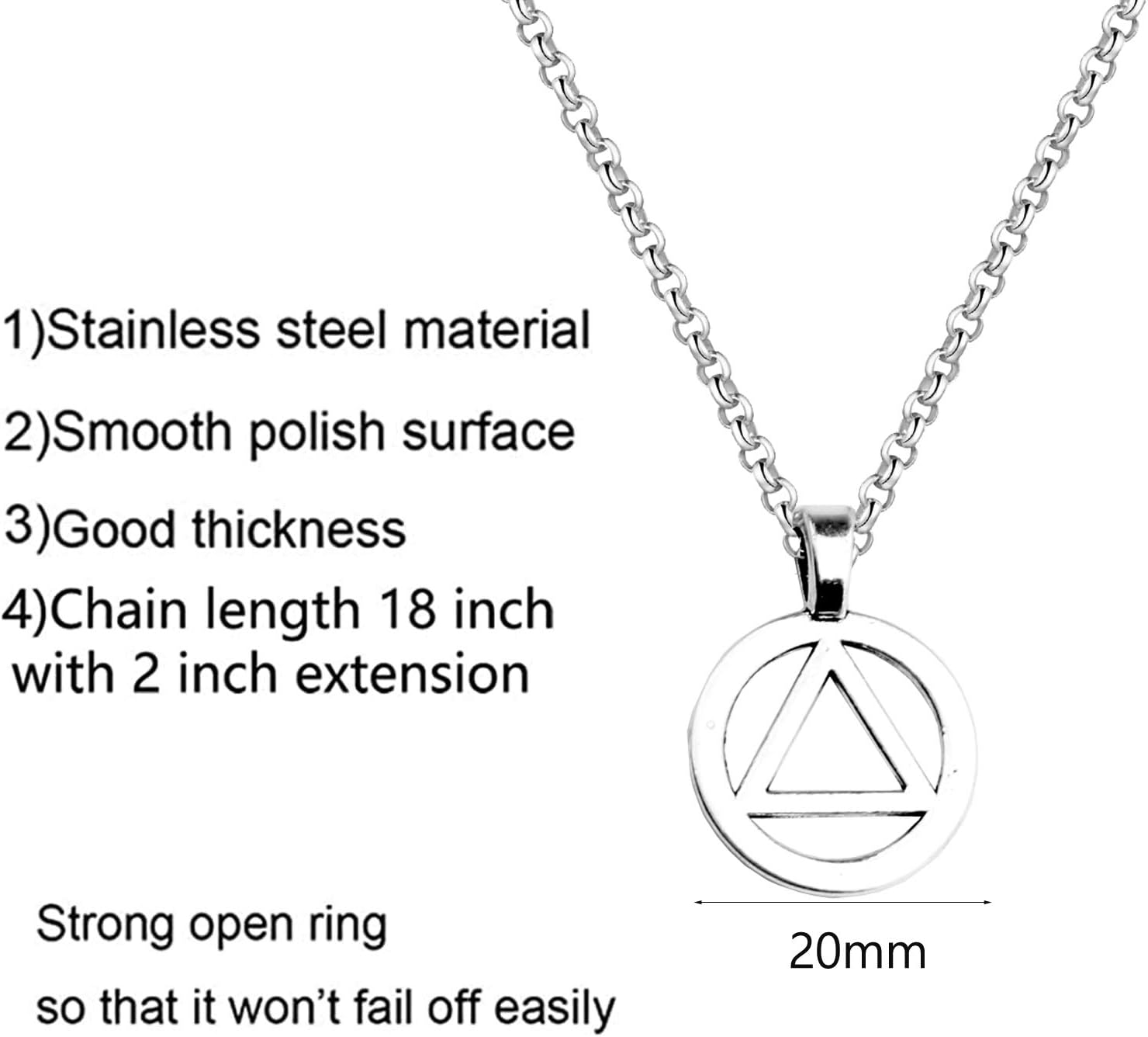 AA Recovery Necklace Alcoholics Anonymous Gift Sober Sobriety Jewelry (AA Necklace) - Image 2