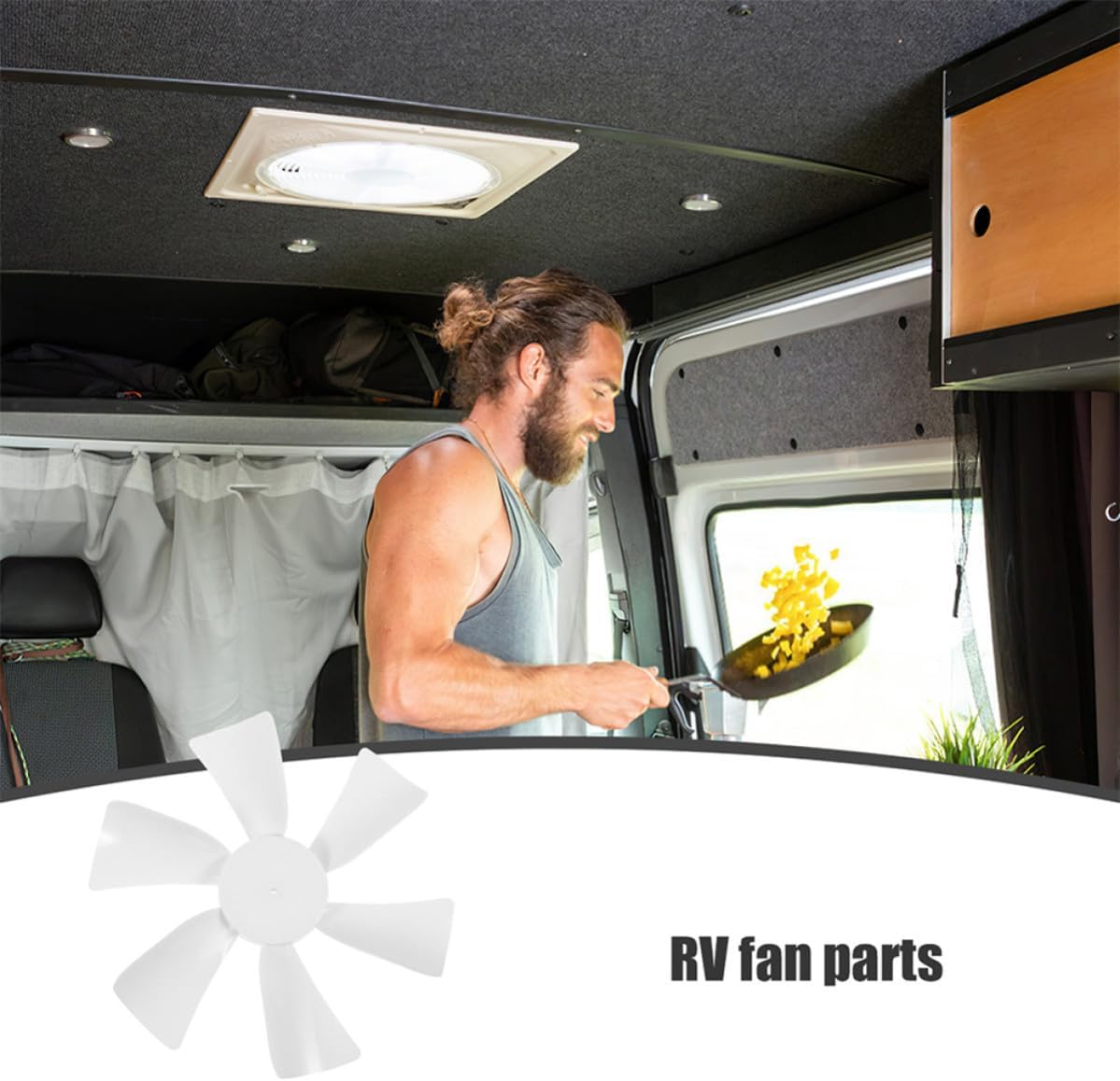 2pcs Rv Vent Fan Blades Replacement for 6-inch Rv Ceiling Fan, Plastic Material, Easy to Clean and Resistant to Deformation, for Outdoor Use in Camper Roof Vents