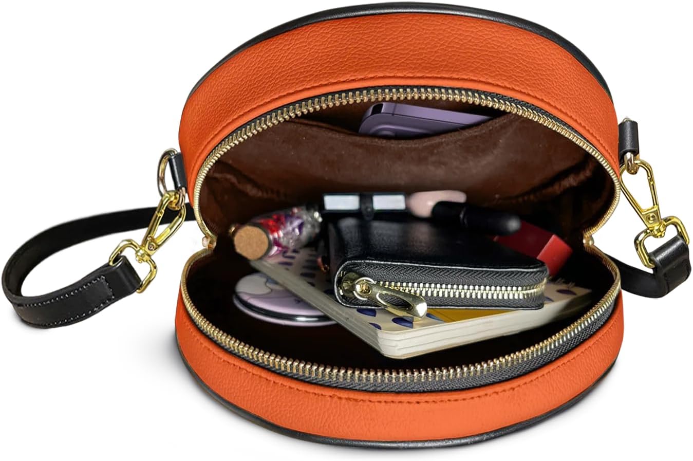 Afroyla African Women's Circle Crossbody Bag, Premium Vegan Leather, Adjustable Strap, Zipper, Gifts for Her, Mom, Wife - Image 3