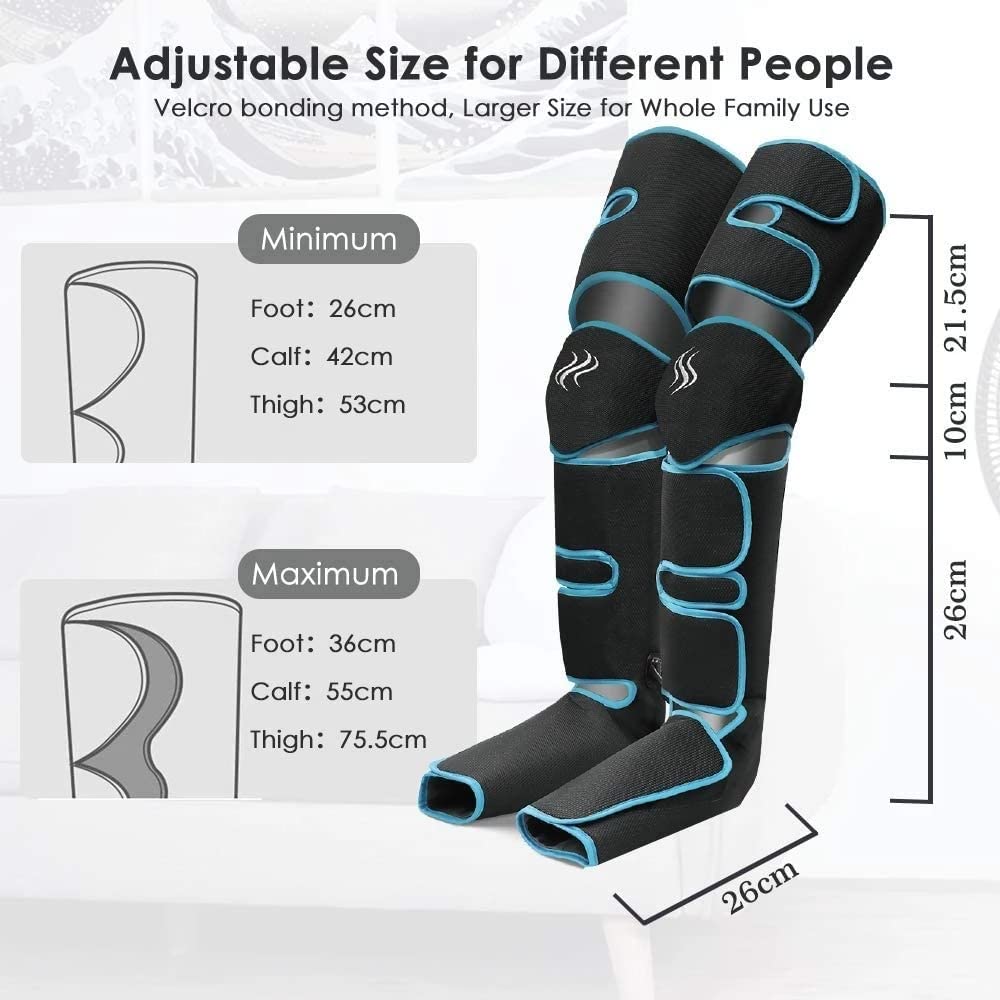 Massaggiatore per gambe per dolore e circolazione - Elettrico, compressione dell'aria per massaggio e rilassamento, polpacci, piedi, cosce - Modalità multiple e livelli di intensità Regali per papà