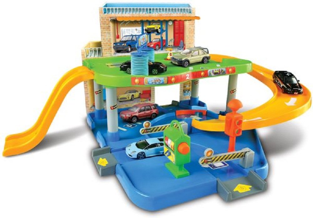 Bburago 15630039 - Auto Service Playset garaż parkingowy łącznie z 1 pojazdem, skala 1:43