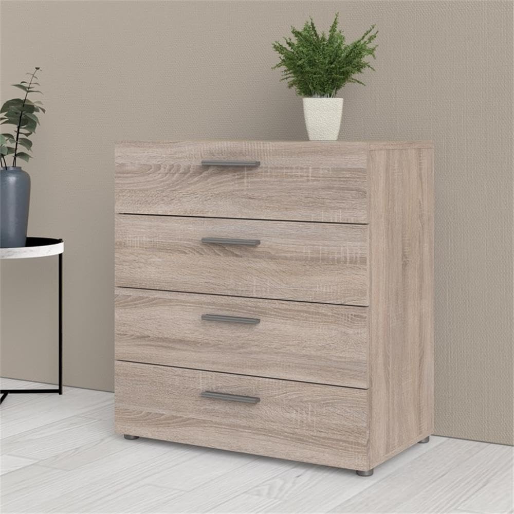 Truffle Oak 4-Drawer Chest with Sleek Contemporary Design
