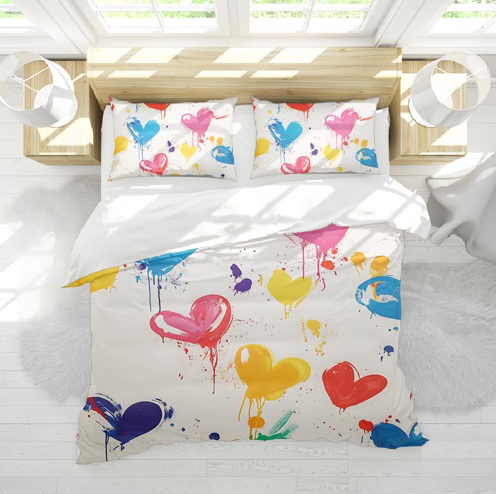Housse de couette aquarelle dessin à la main 3 pièces avec taies