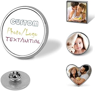 Custom Personalized Photo/Logo Buttons Lapel Pin Button Badge - Customizable Memorial Pin [Circle/Square/Heart] Wedding Sympathy Gift for Men Women