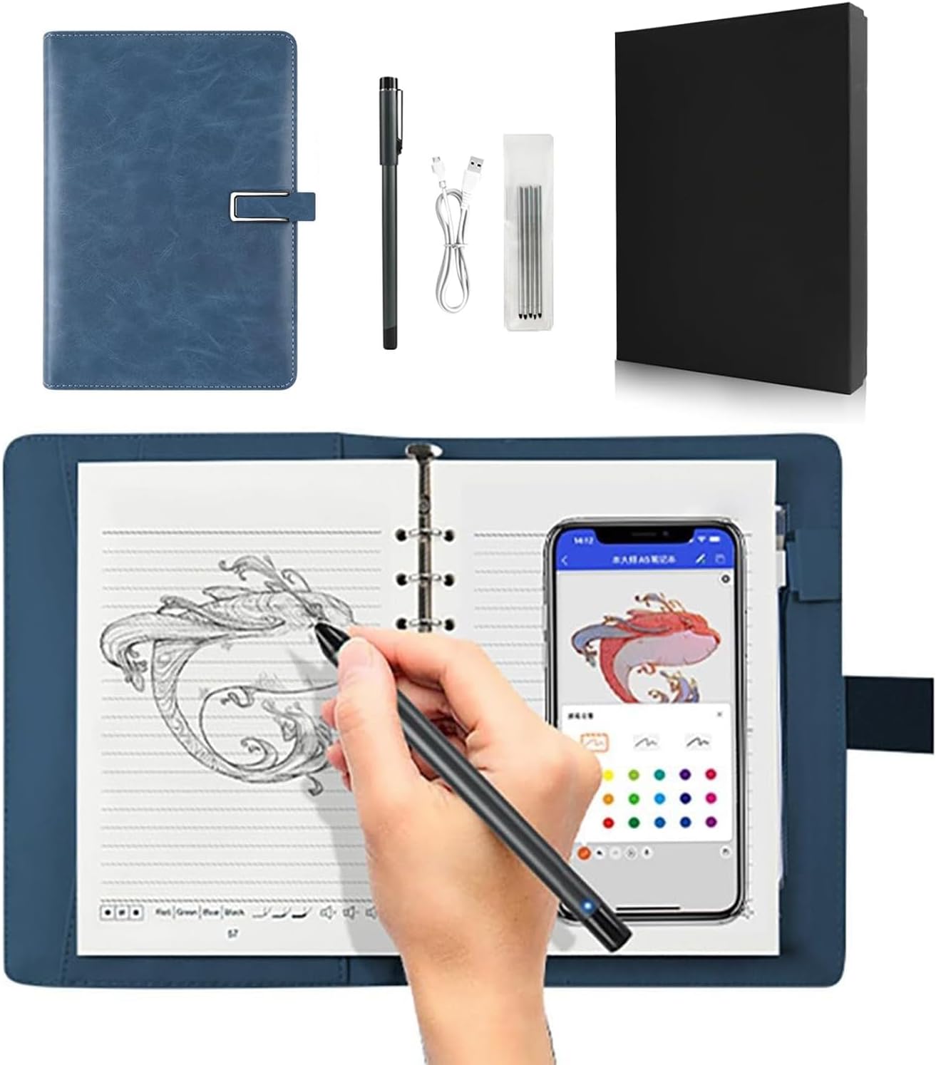 Smart Sync Pen for Note Taking with Notebook with Gift Box,Real-time Sync for Digitizing,Convert to Text,Storing,Sharing Paper Notes via APP on Smartphone/IPAD (Android and iOS) (Brown)
