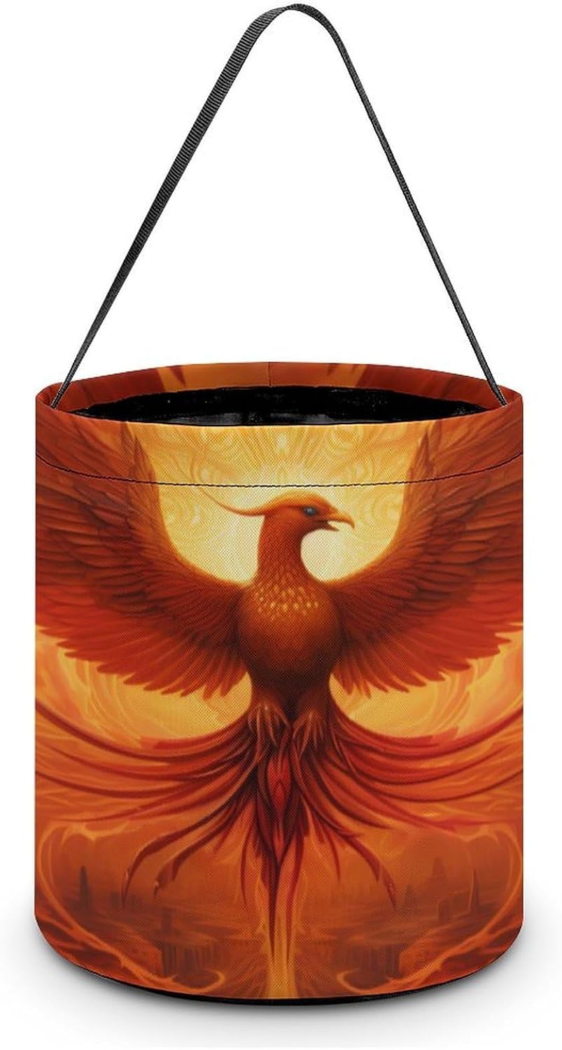 Flaming Phoenixbird Halloween Treat Bag Reusable Candy Basket Tote Goody Bags Gift Party