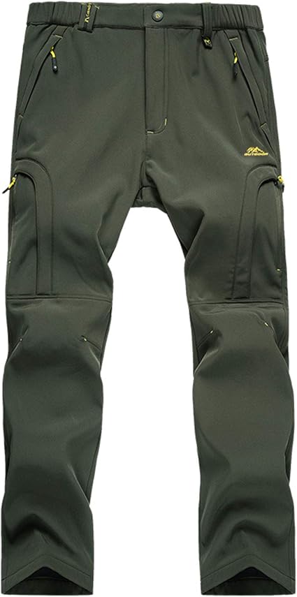 LUI SUI Pantaloni da Trekking da Esterno da Uomo Foderati in Pile Softshell Pantaloni  da Sci da Trekking Caldi Invernali addensati con Tasche con Zip :  Abbigliamento