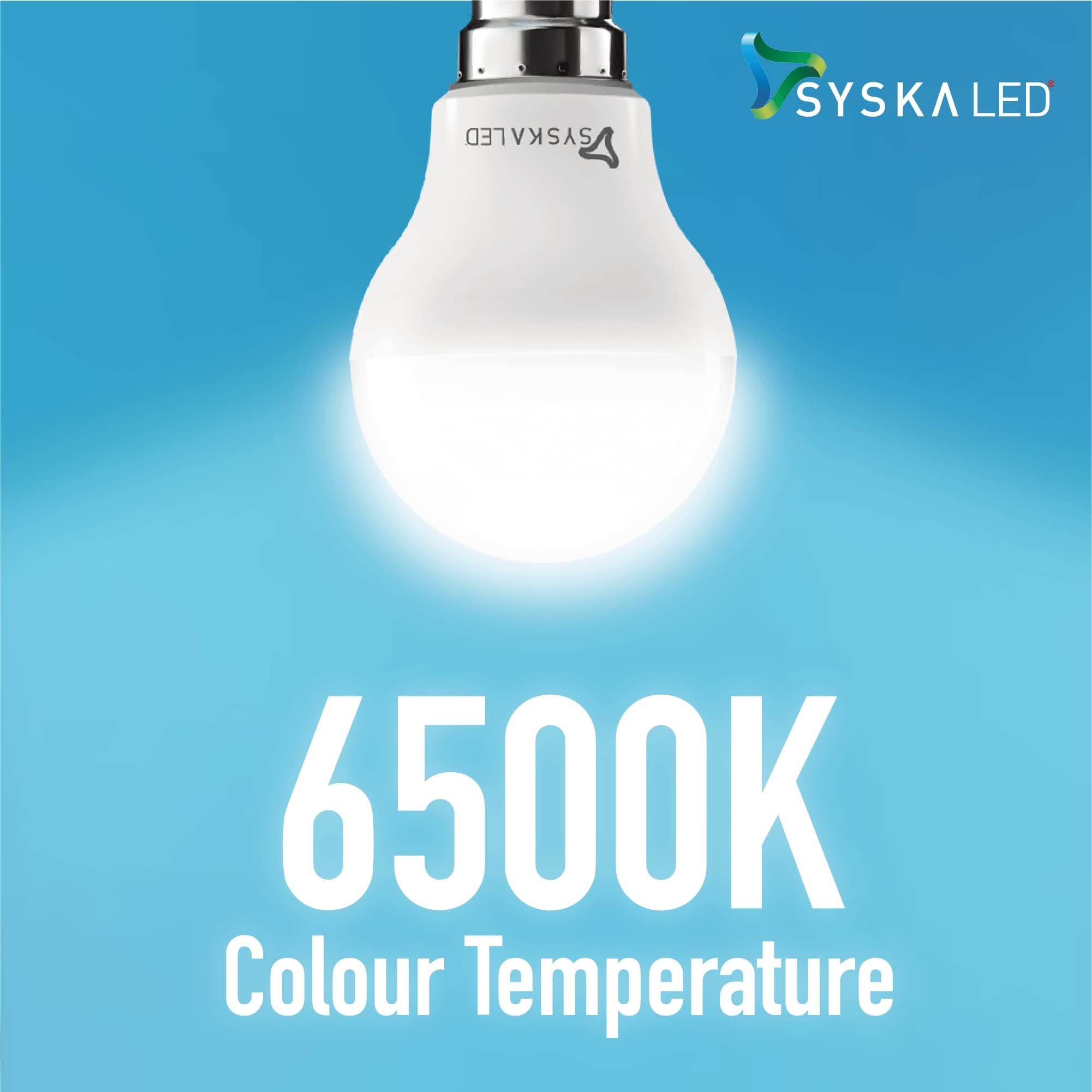 SYSKA Ssk-Srl-9W-Base B22D 9-Watt Unbreakable Led Bulb (Pack Of 12, Cool Day Light)