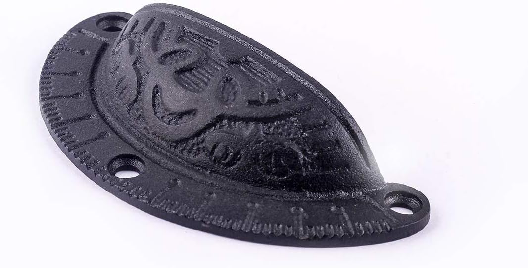 Renovators Supply Manufacturing Cabinet Pulls 3-3/4 In. Black Cast Iron Drawer Cup Bin Pulls With Mounting Hardware Pack Of 6