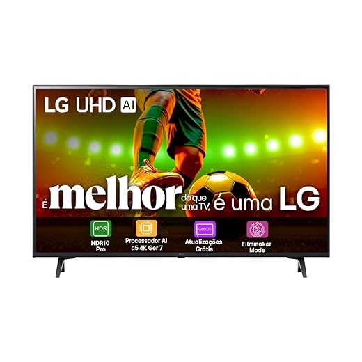 Smart TV 4K 65" LG UHD 65UT8050 Processador α5 Ger7 AI Alexa/Chromecast integrado Otimizador de Jogos webOS 24 Controle Smart Magic